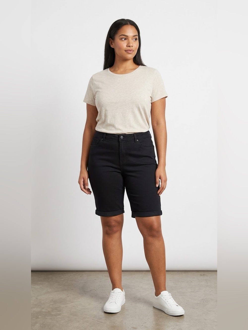 d.jeans Black Recycled Denim Bermuda Shorts NWT High Rise Stretch Size 12